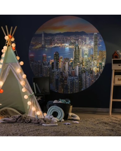 WallArt Papier peint cercle Skyline by Night 190 cm