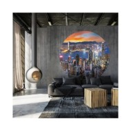 WallArt Papier peint cercle Skyline by Night 190 cm
