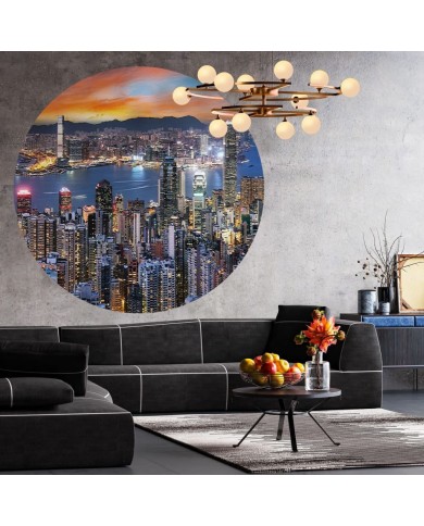WallArt Papier peint cercle Skyline by Night 190 cm