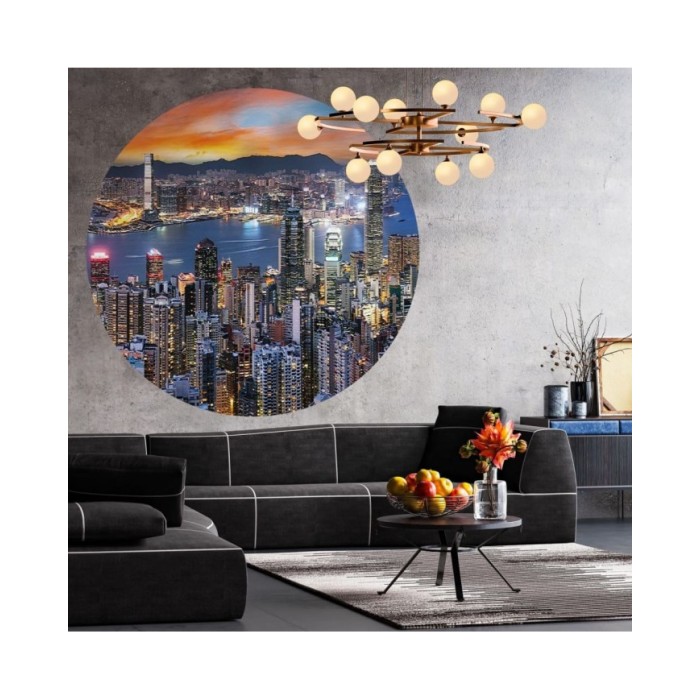 WallArt Papier peint cercle Skyline by Night 190 cm