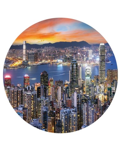 WallArt Papier peint cercle Skyline by Night 142,5 cm