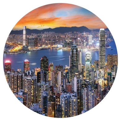 WallArt Papier peint cercle Skyline by Night 142,5 cm