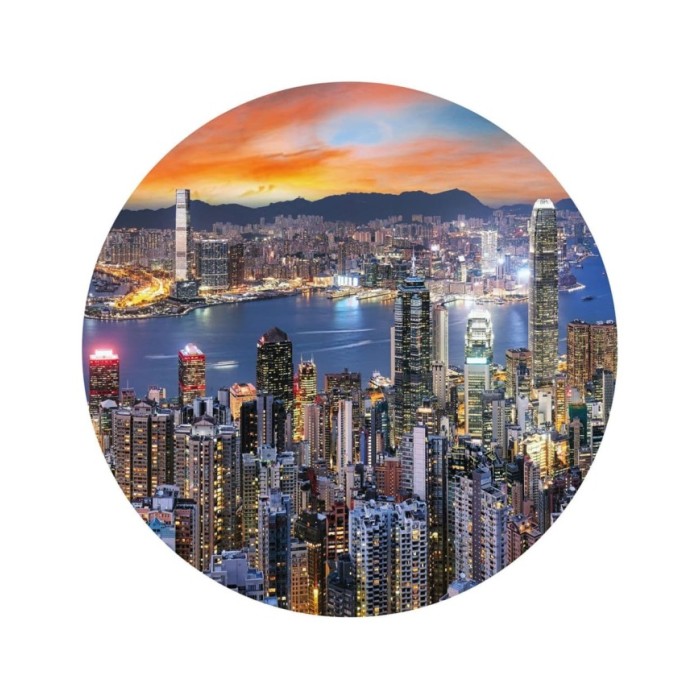 WallArt Papier peint cercle Skyline by Night 142,5 cm