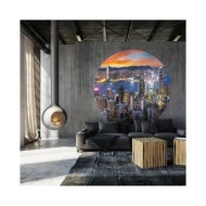 WallArt Papier peint cercle Skyline by Night 142,5 cm