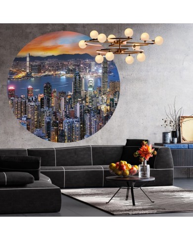 WallArt Papier peint cercle Skyline by Night 142,5 cm