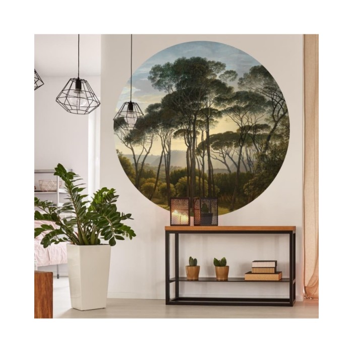 WallArt Papier peint cercle Umbrella Pines in Italy 190 cm
