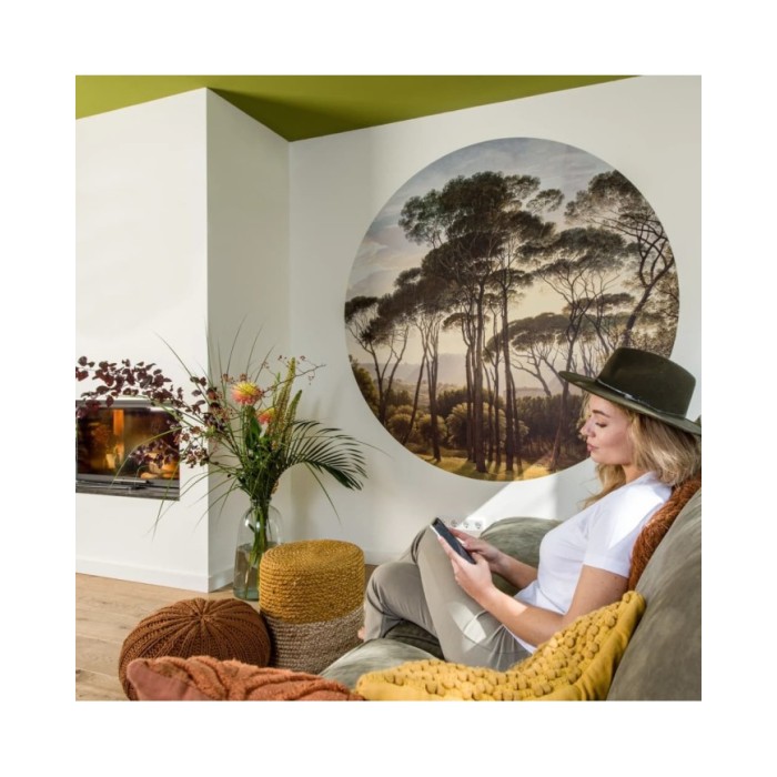 WallArt Papier peint cercle Umbrella Pines in Italy 190 cm