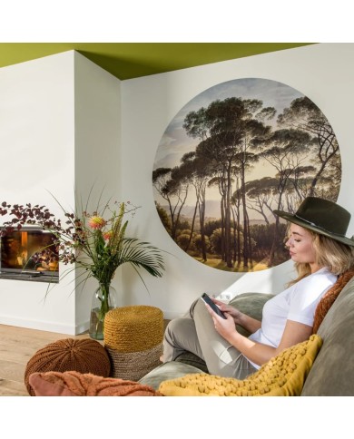 WallArt Papier peint cercle Umbrella Pines in Italy 142,5 cm