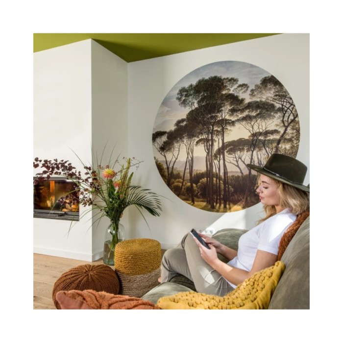 WallArt Papier peint cercle Umbrella Pines in Italy 142,5 cm