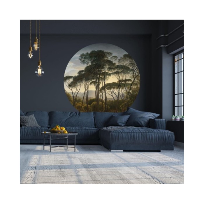 WallArt Papier peint cercle Umbrella Pines in Italy 142,5 cm