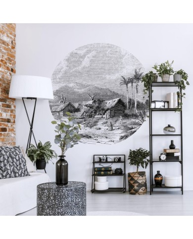 WallArt Papier peint cercle Landscape of Guadeloupe 190 cm