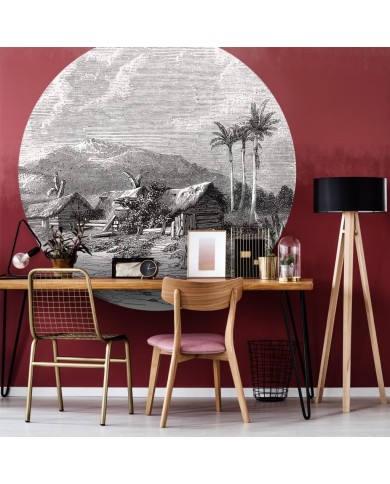 WallArt Papier peint cercle Landscape of Guadeloupe 142,5 cm