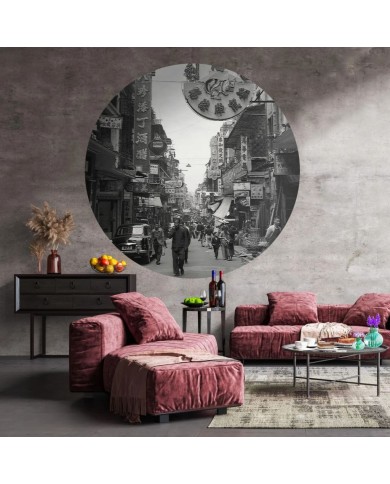 WallArt Papier peint cercle Hong Kong the Old Days 142,5 cm