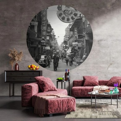 WallArt Papier peint cercle Hong Kong the Old Days 142,5 cm