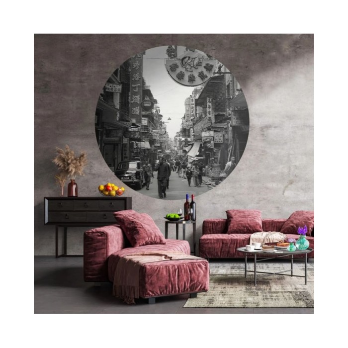WallArt Papier peint cercle Hong Kong the Old Days 142,5 cm