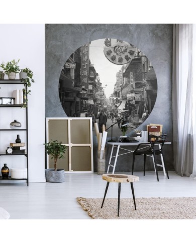 WallArt Papier peint cercle Hong Kong the Old Days 142,5 cm