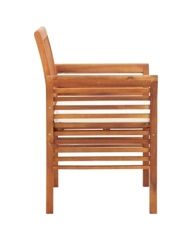Chaises à dîner de jardin et coussins 2pcs Bois d'acacia massif