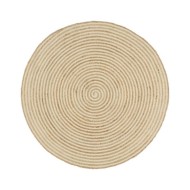 Tapis fait à la main Jute avec design de spirale Blanc 90 cm