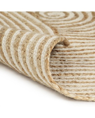 Tapis fait à la main Jute avec design de spirale Blanc 90 cm