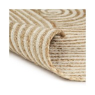 Tapis fait à la main Jute avec design de spirale Blanc 90 cm