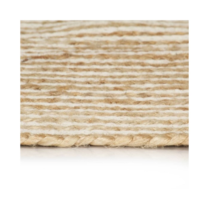 Tapis fait à la main Jute avec design de spirale Blanc 90 cm
