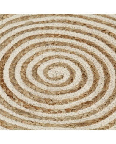 Tapis fait à la main Jute avec design de spirale Blanc 90 cm
