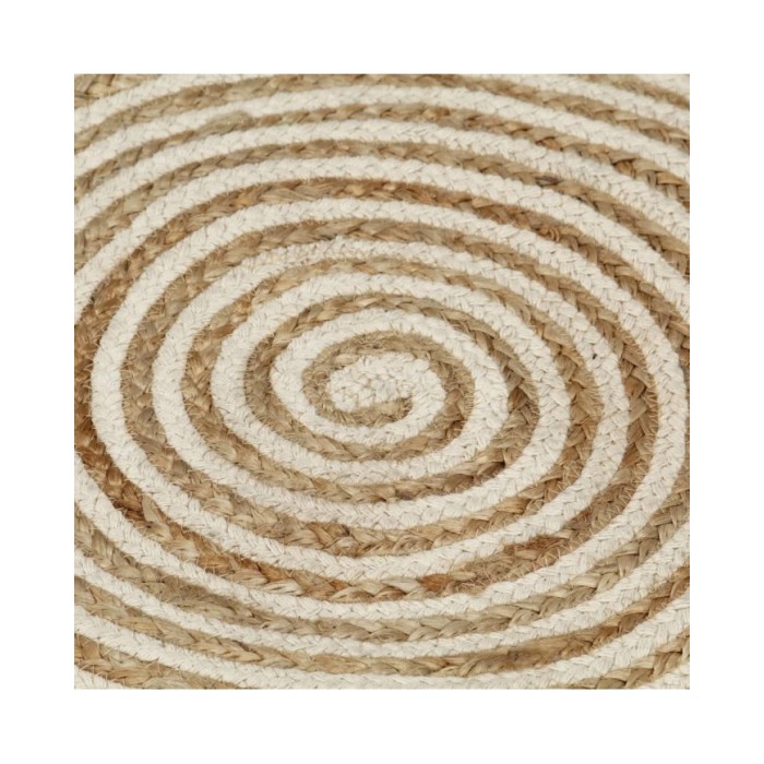 Tapis fait à la main Jute avec design de spirale Blanc 90 cm