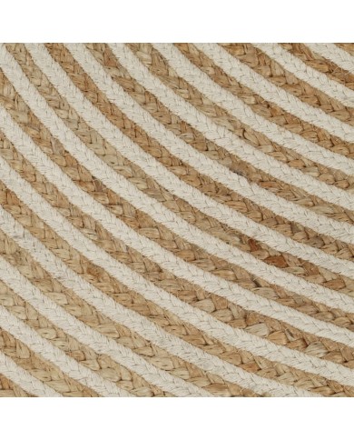 Tapis fait à la main Jute avec design de spirale Blanc 90 cm