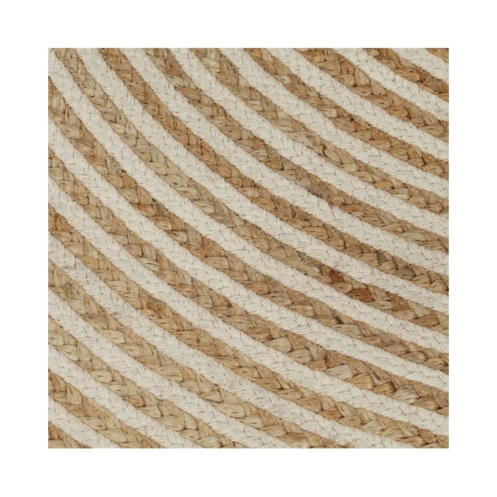 Tapis fait à la main Jute avec design de spirale Blanc 90 cm