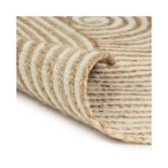 Tapis fait à la main Jute avec design de spirale Blanc 120 cm