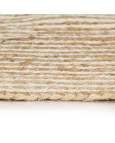 Tapis fait à la main Jute avec design de spirale Blanc 120 cm