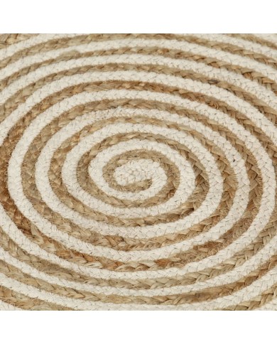 Tapis fait à la main Jute avec design de spirale Blanc 120 cm