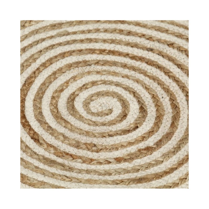 Tapis fait à la main Jute avec design de spirale Blanc 120 cm