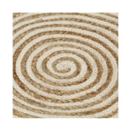Tapis fait à la main Jute avec design de spirale Blanc 120 cm