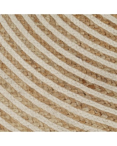 Tapis fait à la main Jute avec design de spirale Blanc 120 cm