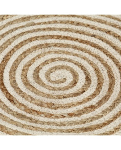 Tapis fait à la main Jute avec design de spirale Blanc 150 cm