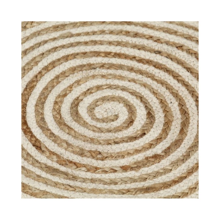 Tapis fait à la main Jute avec design de spirale Blanc 150 cm