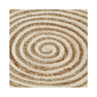 Tapis fait à la main Jute avec design de spirale Blanc 150 cm