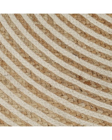 Tapis fait à la main Jute avec design de spirale Blanc 150 cm