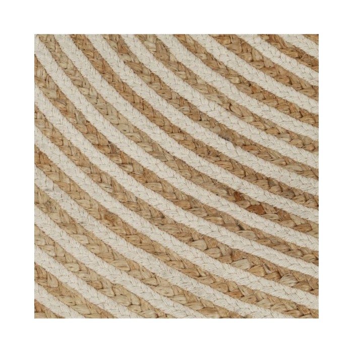 Tapis fait à la main Jute avec design de spirale Blanc 150 cm
