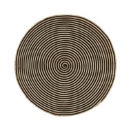 Tapis fait à la main Jute avec design de spirale Noir 90 cm
