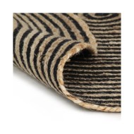 Tapis fait à la main Jute avec design de spirale Noir 90 cm