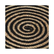 Tapis fait à la main Jute avec design de spirale Noir 90 cm