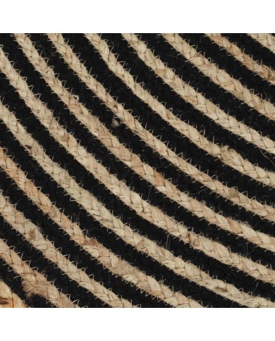 Tapis fait à la main Jute avec design de spirale Noir 90 cm