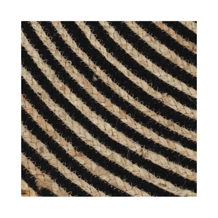 Tapis fait à la main Jute avec design de spirale Noir 90 cm