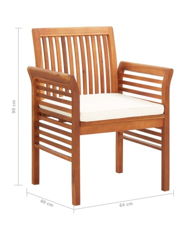 Chaises à dîner de jardin et coussins 2pcs Bois d'acacia massif