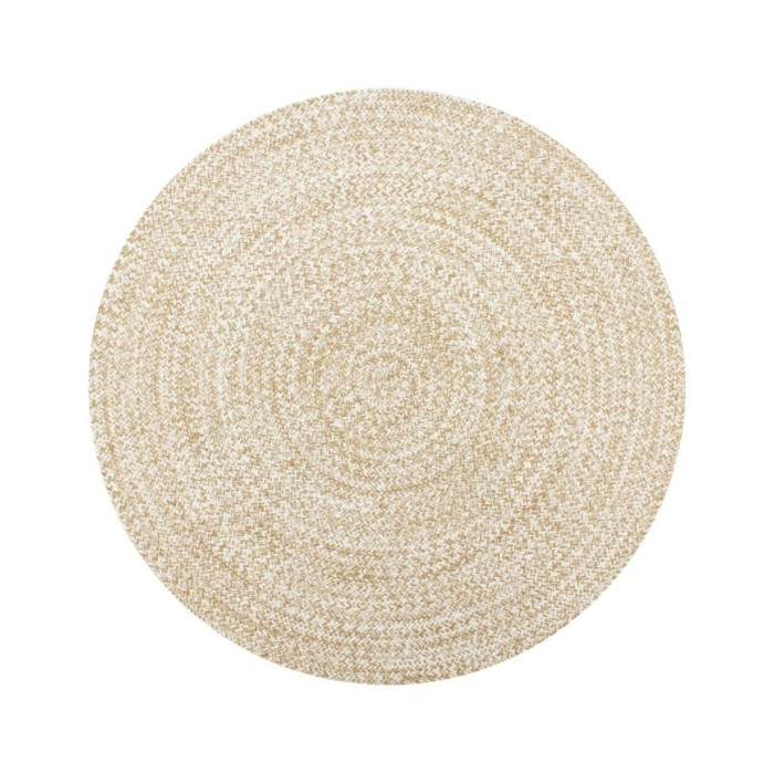 Tapis fait à la main Jute Blanc et naturel 90 cm