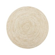 Tapis fait à la main Jute Blanc et naturel 90 cm