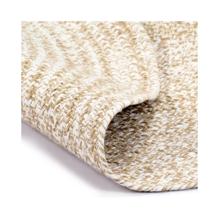 Tapis fait à la main Jute Blanc et naturel 90 cm