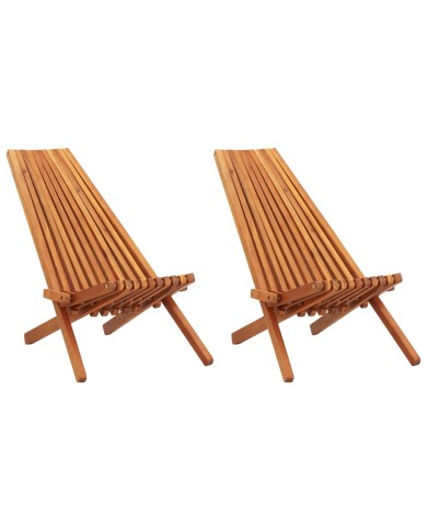 Chaises pliables d'extérieur 2 pcs Bois d'acacia solide